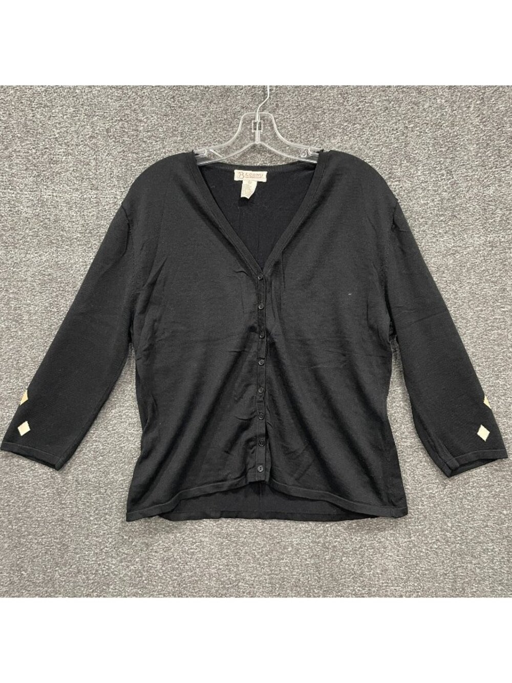 Bloom Silk Blend Cardigan Womens Size XL Black 3/4 Sleeves Minimal Classic Norm